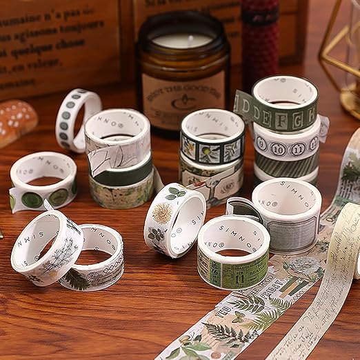 18 Rolls Botanical washi Tape Set for Crafts and Journaling DIY Scrapbooking Supplies Flower washi Tape for Scrapbooking Decorating Tape