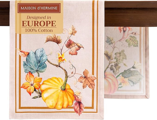 Maison d' Hermine Table Runner 100% Cotton Single Layer Table Runners 108 inches Long for Thanksgiving Christmas Decorations Home Kitchen Dining Party Wedding (Potiron, 14.5" x 108")