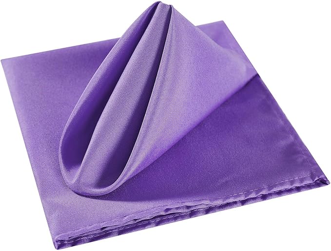 Cloth Napkins 17x17 inch Washable Polyester Dinner Napkins Soft Table Napkins for Wedding Party Dining Banquet(Purple,50PCS)