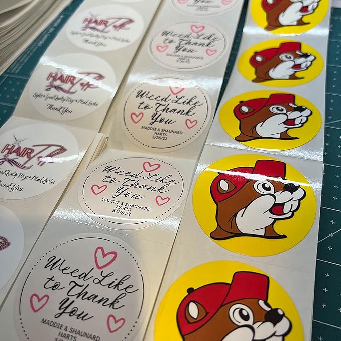 150 Custom Circle/Square BOPP Roll Labels- Personalized Stickers for Business Logo, Party, Wedding Favor, Baby Shower-Any Design Text + Image, Matte/Gloss Finish (4 * 2 Inch)
