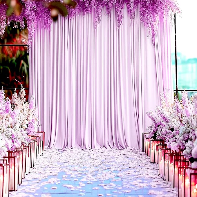 2 Panels Light Purple Backdrop Curtain, 10 x 10 Feet Background Curtains for Parties, Weddings, Baby Showers, Bachelorette Halloween, Christmas Birthday Party Photoshoot Backdrop Curtains Decorations