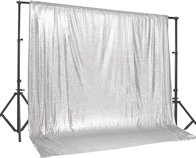 PartyDelight Silver Sequin Backdrop 20Ft x 10Ft Photography Wedding Backdrop