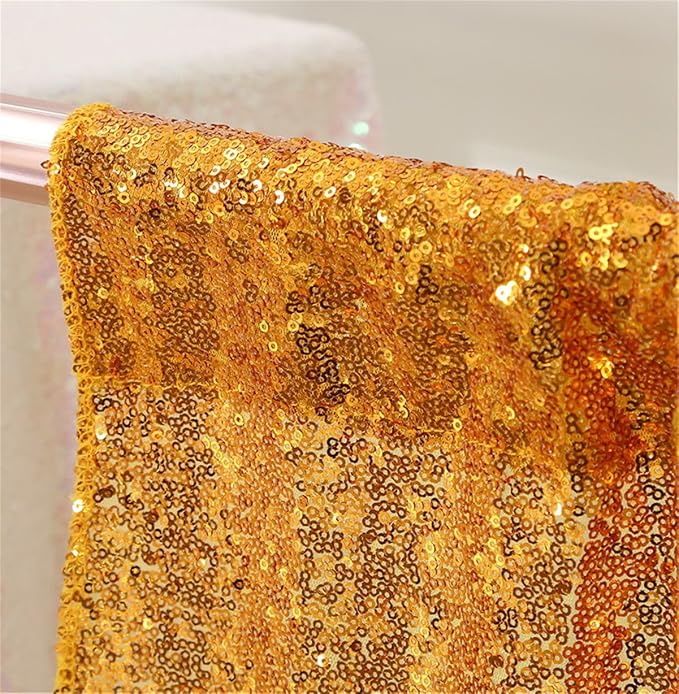 Eternal Beauty Yellow Gold Sequin Backdrop, 10x10 Ft Glitter Background Curtains for Shimmer Photography Party Wedding Birthday Back Drop Decor