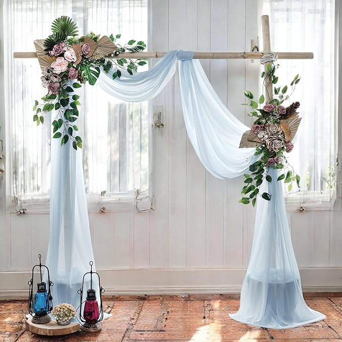 MDS Halloween Chiffon Draping Fabric - 1 Panel, 30" Wide x 40ft Long - Sheer Spooky Arbor & Canopy Drapery for Haunted House Backdrops, Party Ceilings, DIY Costumes & Themed Events - Baby Blue
