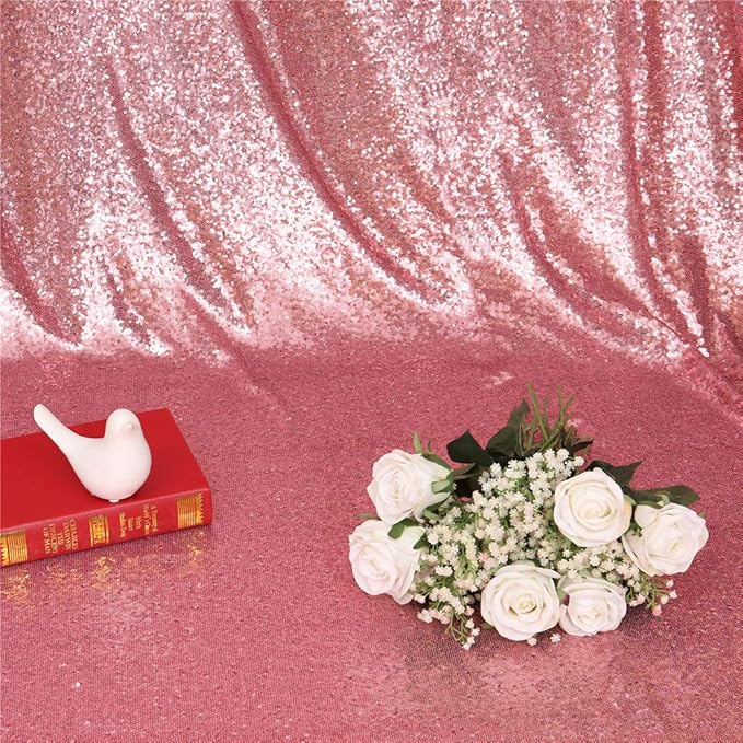Eternal Beauty Fuchsia Pink Sequin Backdrop, 6x8 Ft Glitter Background Curtains for Shimmer Photography Party Wedding Birthday Back Drop Decor