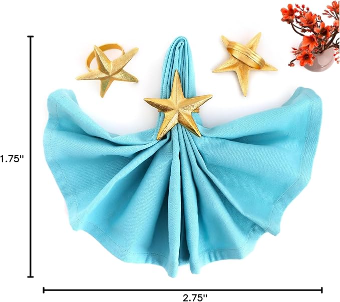 Napkin Rings Set of 12, Star Shaped Napkin Holder, Metal Serviette Rings, Gold Napkin Rings, Farmhouse Table Accessories for Dining Table, Weddings, Parties & Home Décor, Durable - ALPHA Living HOME