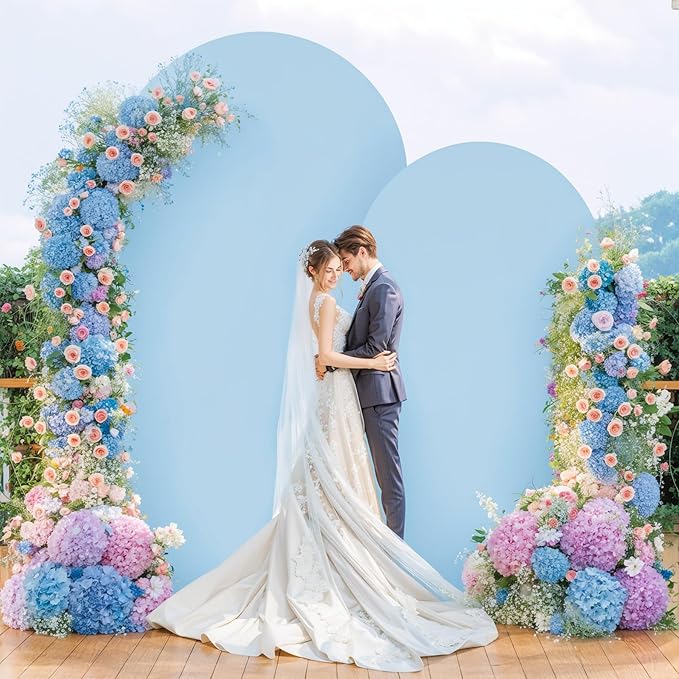 6FT Blue Arch Backdrop Cover - Polyester Fitted Wedding Arch Stand Covers Round Top Chiara Arch Backdrop Cover for Birthday Party Banquet Photo Background Decoration
