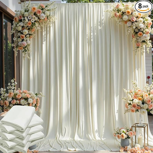 40×12ft Wrinkle Free Ivory Backdrop Curtain for Wedding Parties, 8 Panels 5×12ft Long Soft Silky Polyester Backdrop Drapes Cream Photo Back Drop Curtains for Party Photography Background Cloth