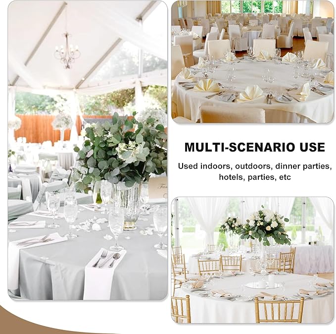 Fitable 6 Pack White Round Table Clothes - 90 Inches in Diameter - Stain Resistant and Washable Tablecloths, Polyester Fabric Table Covers for Wedding, Party, Banquet, Gathering