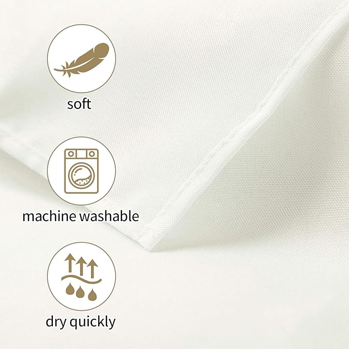 Ascoza 2pack 60x102 Inch Ivory Rectangular Tablecloth 6 Feet Table Cloth in Polyester Fabric for Wedding/Banquet/Restaurant/Parties