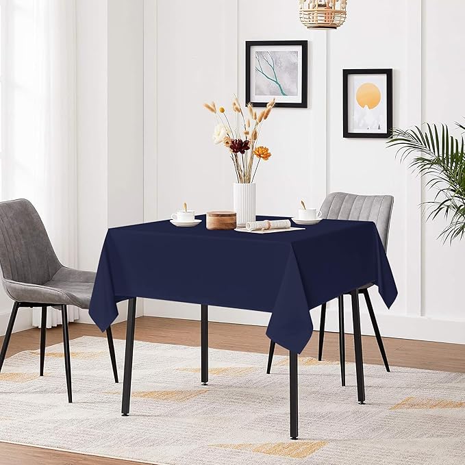 sancua Square Tablecloths 54x54 Inch - Navy Blue Fabric Table Cloth for Square or Round Tables, Washable Polyester Table Cover for Dinner, Holiday Party, Decorative Display Tables