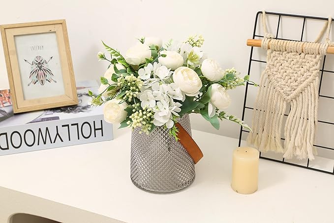 Artificial Flowers Fake Peony Silk Mini Plastic Bridal Flowers for DIY Wedding Bouquets Home Decorations 4 Packs(Light Purple)