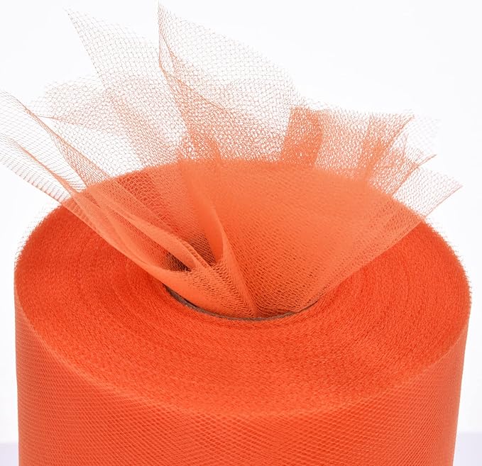 Tulle Rolls 6” by 100 Yards (300 feet) Tulle Roll Spool Fabric for DIY Tutu Skirts Wedding Baby Shower Crafts Decorations Party Supplies(New-Orange)