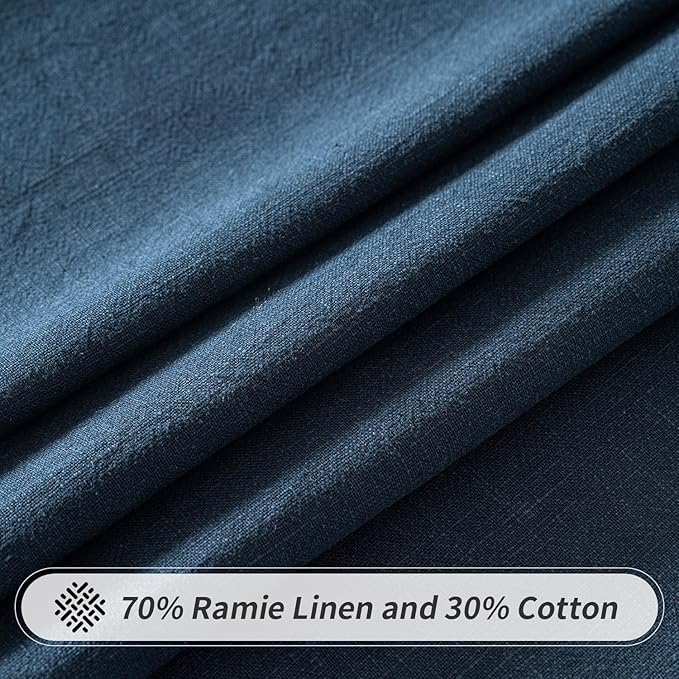 MIULEE Linen Cotton Blend Tablecloth Rectangle, Luxury Waterproof Stain Resistant Durable Farmhouse Oblong Table Cloth for Dining Party Christmas Weddings Birthday, 52 x 84 inch, Navy Blue