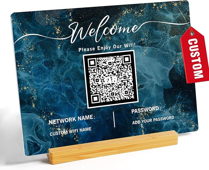 Personalized Custom Metal QR Code Sign Venmo Cashapp Scan to Pay with Stand Instagram Facebook Social Media QR Signs Bar Code QR Plaque Print for Business Salon Beauty Store Restaurant Wifi Sign (W5)