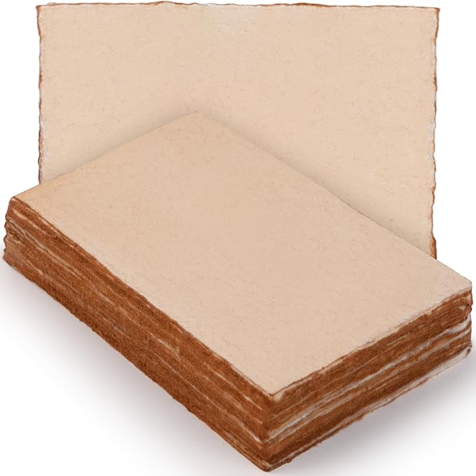 Wanderings Handmade Antique Deckle Edge Blank Cards - 4"x6" Package of 50 - Mixed Media Cards for Announcements Invitations Crafts - Thick Deckled Edge Paper 150 GSM Recycled Paper