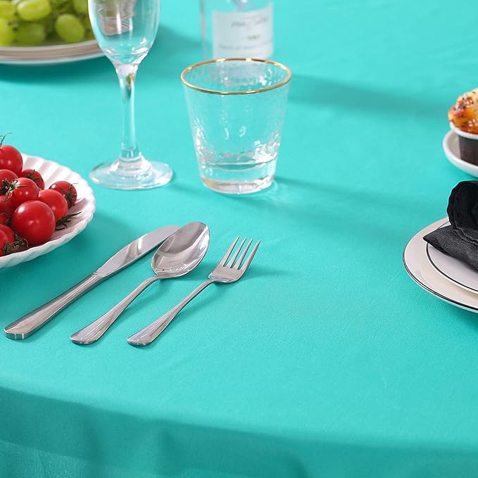 108 inch Round Tablecloth Washable Polyester Table Cloth Decorative Table Cover for Wedding Party Dining Banquet（108 inch,Turquoise）