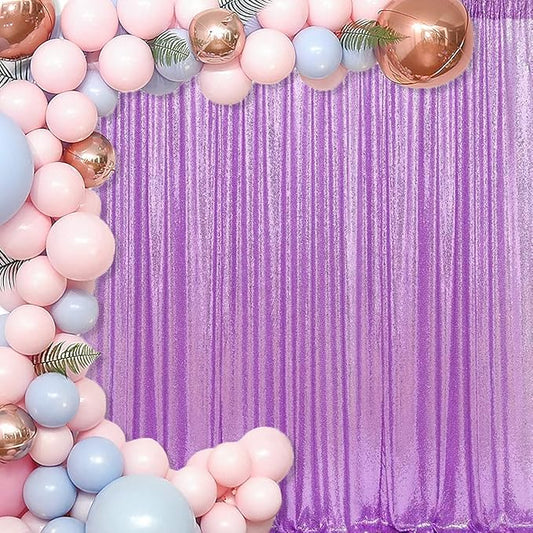 Lavender Sequin Backdrop Curtains 1 Panel 10FTx10FT Glitter Lavender Photo Backdrop Drapes Party Wedding Baby Shower Backdrop Sparkle Photography Background Backdrops