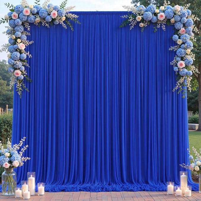 Royal Blue Tulle Backdrop Curtain for Parties Wedding,10ft x 10ft Wrinkle Free Curtain Backdrop,2 Layer Drapes for Backdrop,Polyester Wedding Back Drop for Bridal Shower Birthday Baby Shower
