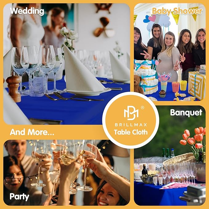 BRILLMAX 10 Pack Royal Blue Tablecloths for 6 Foot Rectangle Tables 60 x 102 Inch - 6ft Rectangular Bulk Linen Polyester Fabric Washable Cloth Cover for Wedding Reception Banquet Birthday Party