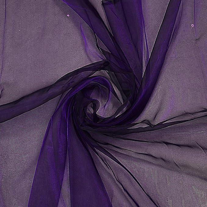 VDS Purple Organza Fabric, 50 Yards Continuous, 45” Wide, Wedding Party Decoration Iridescent Crystal Sheer Shiny Organza Tulle Bridal Dress DIY Crafts Costume Sewing Backdrop Arch Cloth