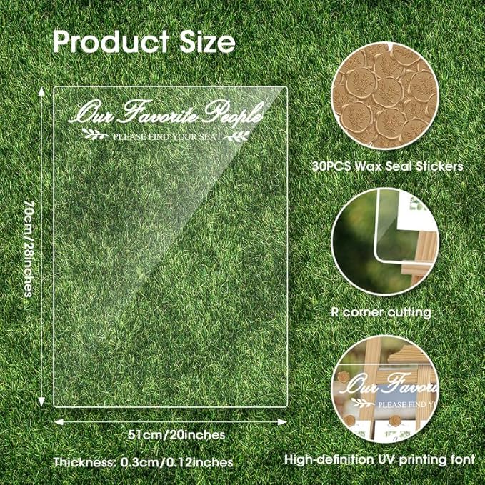 Wedding Seating Chart Board,20x28 Inch Acrylic Seating Chart Board Hanging Seating Chart for Wedding Reception Display (People)