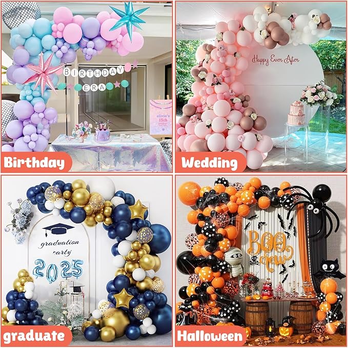 AerWo [Upgraded] Balloon Arch Kit 8.2FT & 6FT, Free Bending Top Half Balloon Arch Stand with Base, Floor Arch Backdrop Stand Frame for Lawn Yard Birthday Wedding Party Decorations