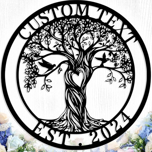 Personalized Tree of Life Metal Sign Wall Art Decor, Custom Wedding Gifts for Couples, Custom Family Name Sign, Christmas Valentine's Day Housewarming Gifts