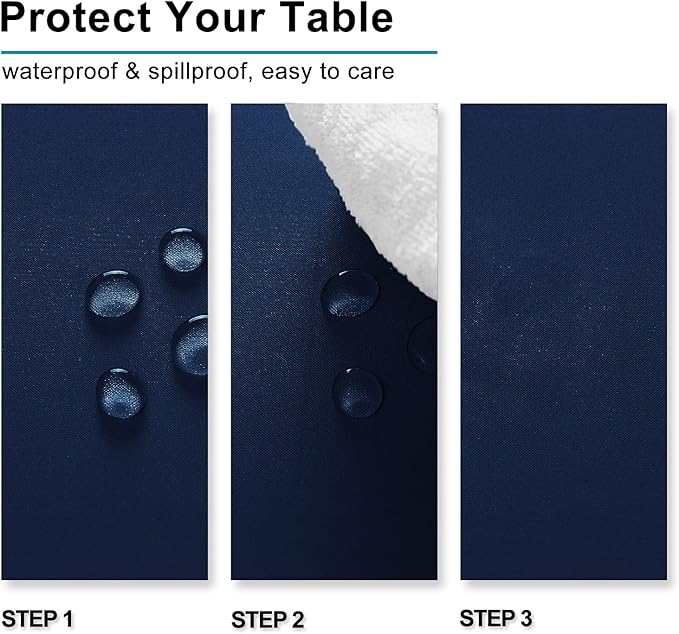 Hiasan Waterproof Tablecloth Rectangle - Washable Fabric Table Cloth for Dining Room Kitchen Birthday Party and Outdoor Use, Navy Blue, 54 x 108 Inch