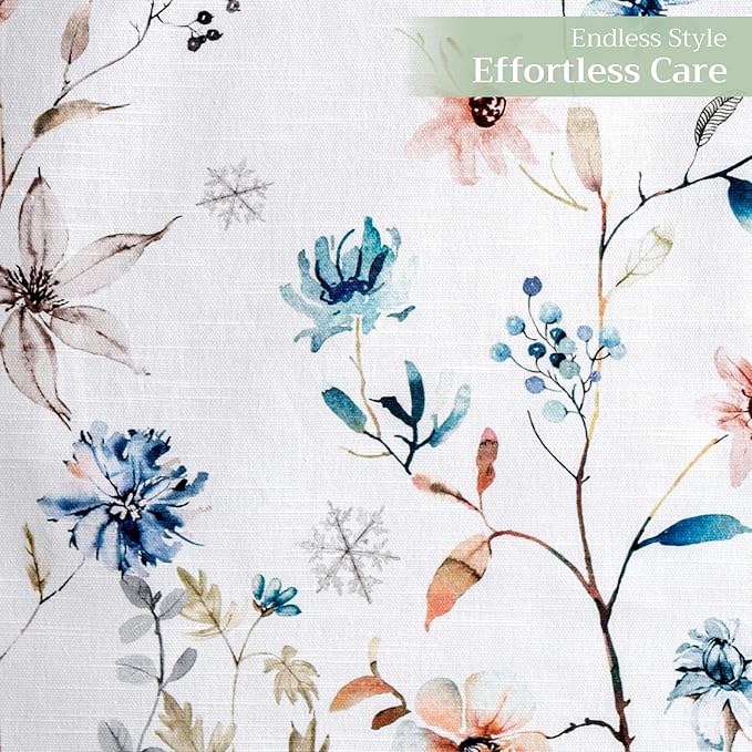 Maison d' Hermine Table Runner 100% Cotton Double Layer Table Runners 72 inches Long for Thanksgiving Christmas Decorations Home Kitchen Dining Party Wedding (Ice Florals, 14.5" x 72")