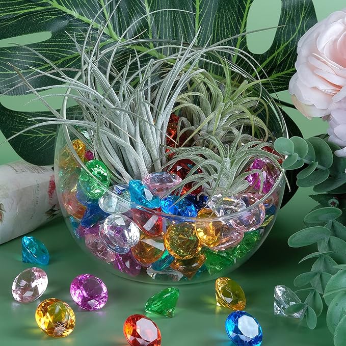 Acrylic Diamond Fake Gems Vase Filler, Babenest 240pcs 3/4 Inch Faux Diamonds Crystals Jewels for Table Scatters Wedding Party Easter Event Arts & Crafts Birthday Decoration Favor (Multicolor)