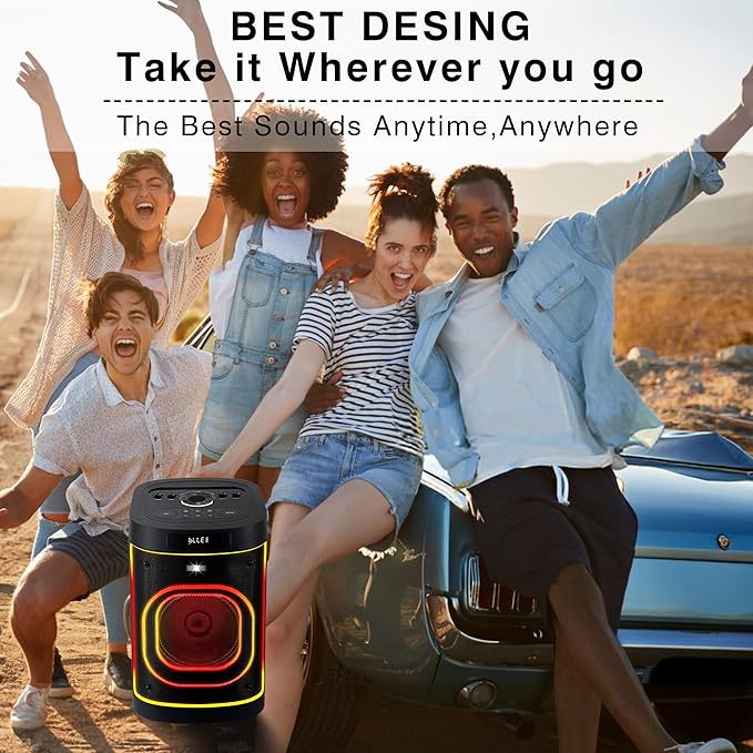 BeatGhost Karaoke Machine Portable Bluetooth Party Speaker 2 Rechargeable Wireless Microphones for Adults Kids 8" Subwoofer 225W Peak Powerful Loud Bass, LED Lights, TF USB AUX TWS