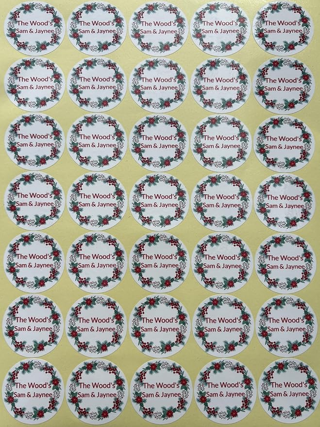 Premium Custom Stickers Labels - Personalized Stickers for Businesses Logo and Name. Birthday Pets and Label Product Boxes Wedding Favors Waterproof Labels (wreath 1, 3.5 inch)
