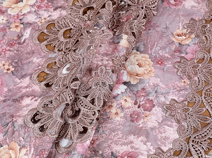 vctops Damask Lace Patchwork Tablecloth Luxury Square Small Table Cover Elegant Floral Embroidered Lace Table Cloth for Party Kitchen Dinning Picnic Decoration (Type F,32"x32")