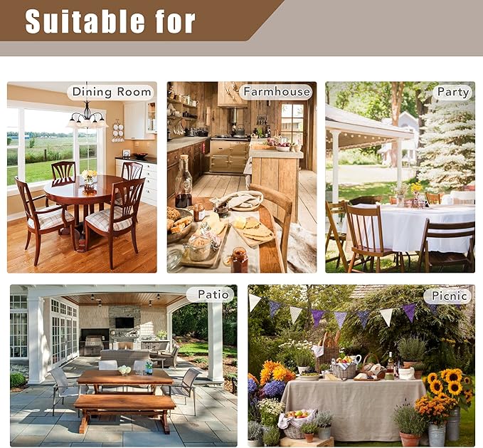 Fitable Linen Textured Tablecloths 2 Pack, Faux Burlap Rectangle Table Clothes for 6 Foot Tables, Rustic Table Covers for Buffet, Banquet, Kitchen Dining, Party, Farmhouse (Nature, 54 x 108 Inch)