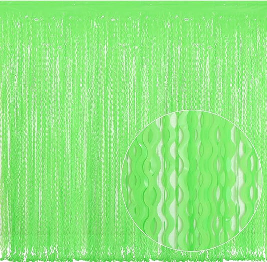 4 Pack Wavy Green Tinsel Backdrop Curtain - 3.3 ft x 6.6 ft Green Foil Fringe Curtains Photo Booth Prop Backdrop Streamer Birthday Party Decor