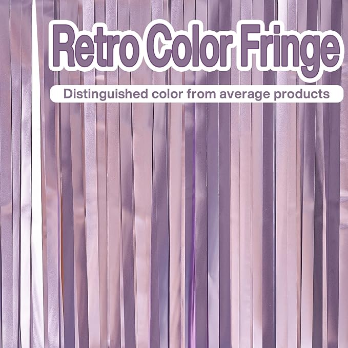 ParyWoo Light Purple Streamers 2pcs Tinsel Backdrop 8.2FT Metallic Lavender Foil Fringe Streamer Curtains Photo Booth Backdrop for Halloween Baby Shower Bachelorette Wedding Party Decorations