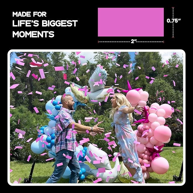 Ultimate Confetti, Pink Biodegradable Confetti - Rectangular Fluttering Tissue Paper Confetti for Cannon and Launcher use – Best for Gender Reveal, Parties, Concerts and Weddings - 20 lb, 320 oz
