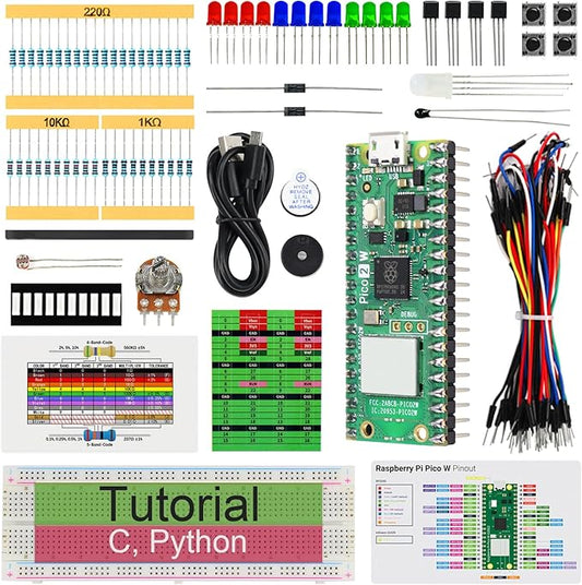 Freenove Basic Starter Kit for Raspberry Pi Pico 2 W (Included), Dual Arm Cortex-M33 and Dual Hazard3 RISC-V Microcontroller, 386-Page Detailed Tutorial, 142 Items, 55 Projects, Python C Code