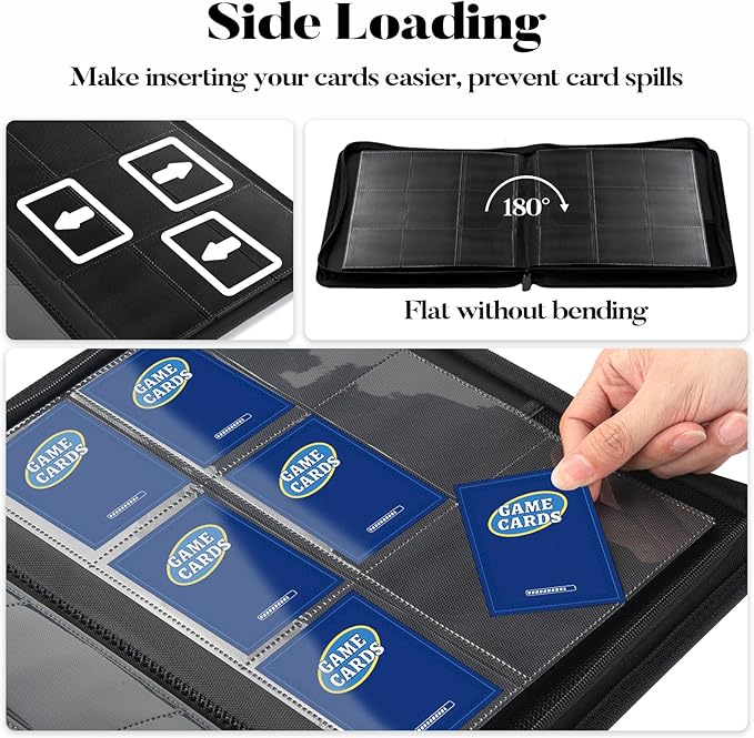 9 Pocket Zipper Card Binder, Fabmaker 360 Trading Card Holder Book, Premium PU Cover Zip Binder for Cards, Durable Side Loading Card Folders Album for MTG, TCG, Game Cards, Sports Cards, Red