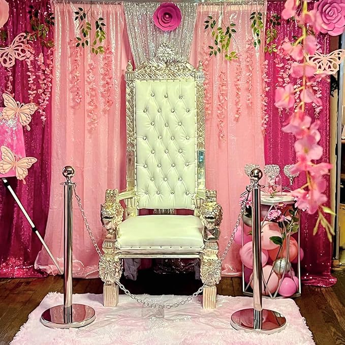 Fuchsia Sequin Curtains 2FTx8FT 2 Sequin Backdrop Curtains Panels Sparkly Background Drapes for Party Birthday Weeding Decor