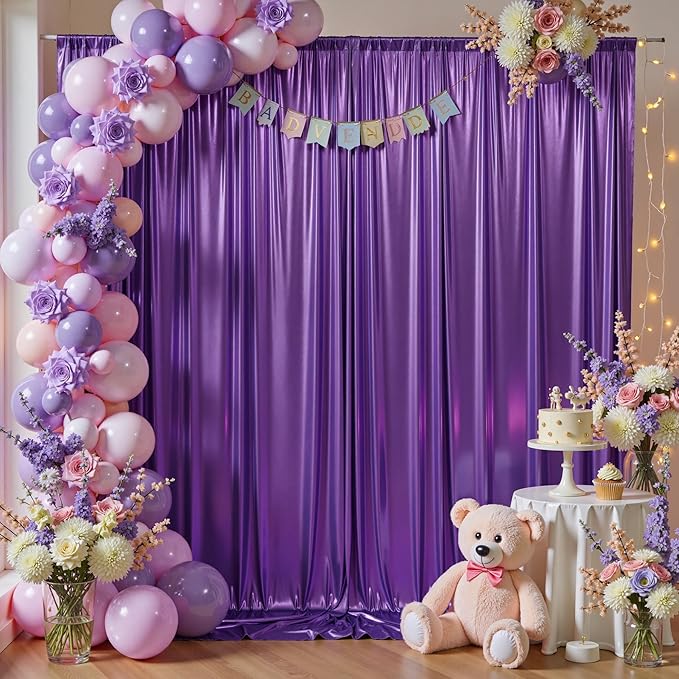 10ftx10ft Shimmer Purple Sequin Backdrop Curtain for Parties, Thick Wrinkle Free Glitter Backdrop Drapes Photo Back Drop Curtains for Birthday Wedding Halloween Photography Background-2 Panels 5x10ft