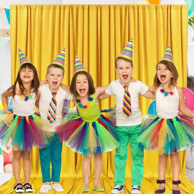 2 Panels Yellow Backdrop Curtain, 10 x 10 Feet Satin Background Curtains for Parties, Weddings, Baby Showers, Halloween, Christmas Birthday Party Photoshoot Backdrop Curtains Decorations