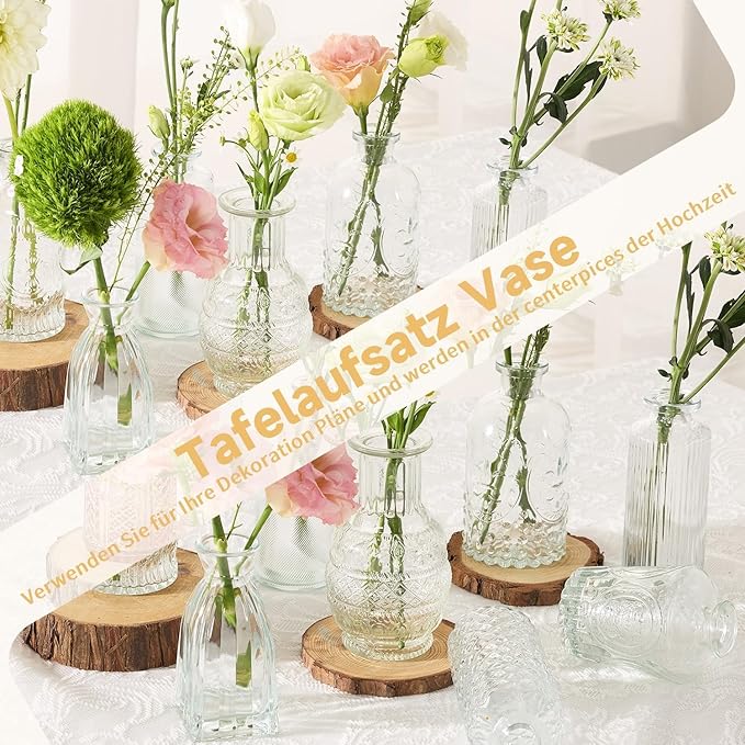 Mini Bud Vases As Wedding Centerpieces for Tables,Clear Bud Vases for Flowers,Small Flower Vases Suitable for Birthday Party,Anniversary,Wedding Reception,Baby Shower (Clear, 24PCS)