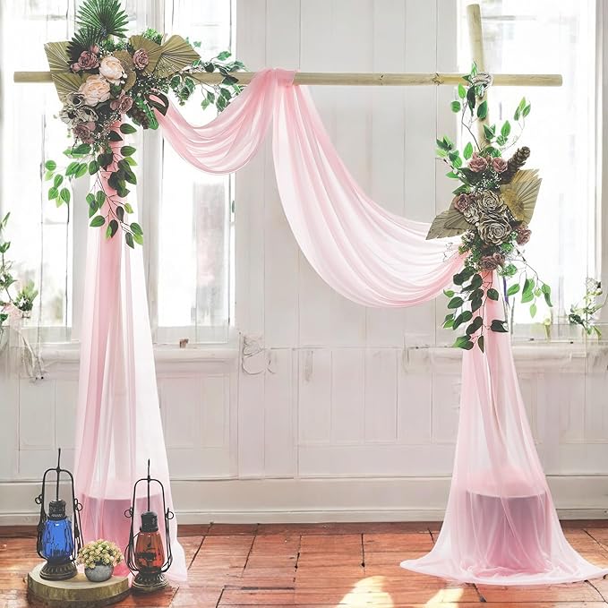 MDS Halloween Chiffon Draping Fabric - 1 Panel, 30" Wide x 50ft Long - Sheer Spooky Arbor & Canopy Drapery for Haunted House Backdrops, Party Ceilings, DIY Costumes & Themed Events - Blush Pink