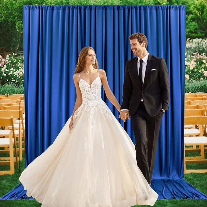 2 Panels Royal Blue Backdrop Curtain, 10 x 10 Feet Stain Background Curtains for Parties, Weddings, Baby Showers, Bachelorette Halloween, Birthday Party Photoshoot Backdrop Curtains Decorations