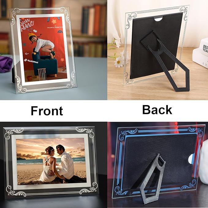 Glass Photo Frames Picture Frame 6x8 High Definition Silver Vertical and Horizontal for Table Desk Shelf Office House Decoration Gifts