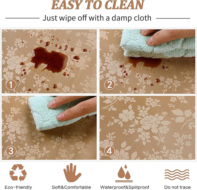Smiry Rectangle Table Cloth, Waterproof Heavy Duty Vinyl Tablecloths, Wipeable Washable Table Cover for Kitchen and Dining Room (Brown, 54" X 108")