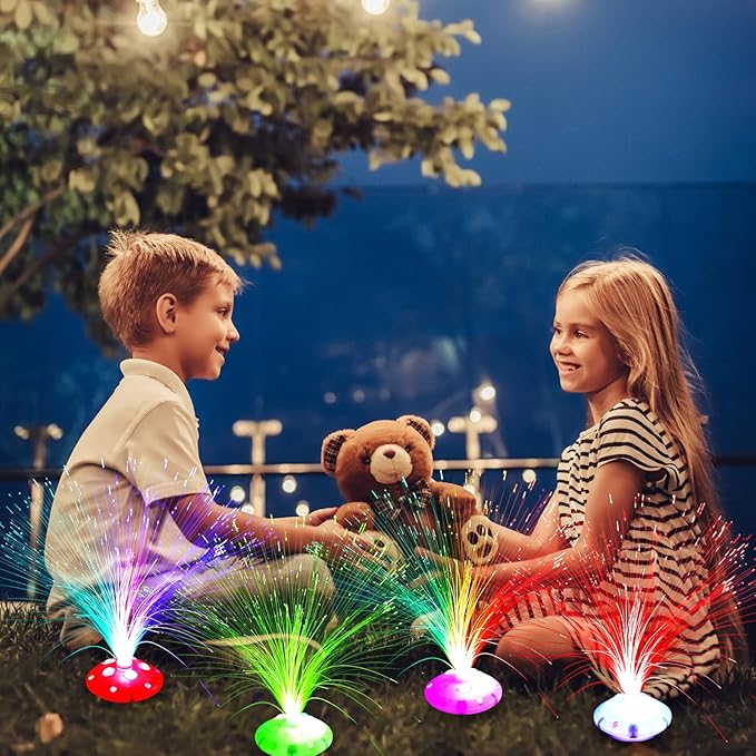 Retisee 24 Pcs Halloween Fiber Optic Lamp Multicolored Centerpiece Optic Lights Battery Powered with Cone Base Illuminated Crystals for Room Wedding Holiday Independence Day Tables Disco Party