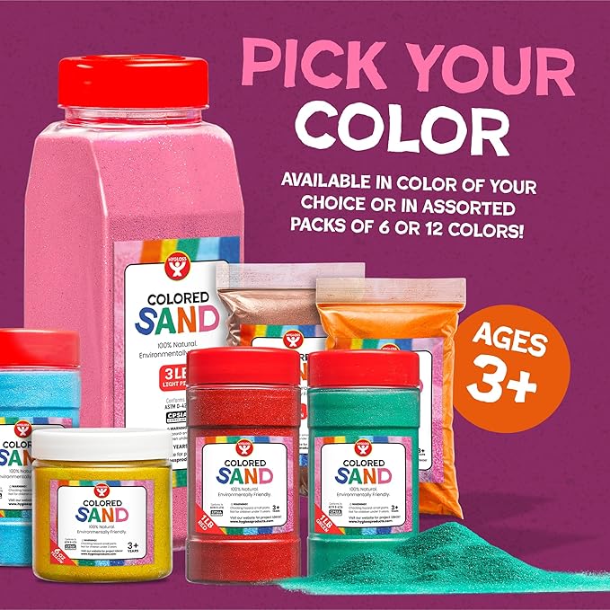 Hygloss Colored Sand for Crafts - 15 lb Bottle, Green Vibrant Colorful Fine Sensory Play Sand Art Kits for Kids - Classroom Activities for Children 3 4 5 6 7 8 9 10 11 12 - Safe for Ages 3+